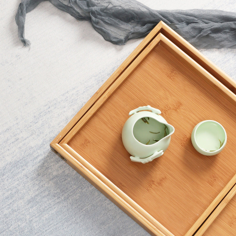Artisanal Retro Wooden Tea Tray & Snack Platter Set - Japanese Zen Collection
