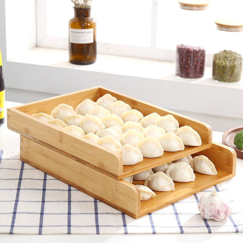 Artisanal Stackable Wooden Dumpling & Pastry Serving Tray - Japanese Minimalist Platter