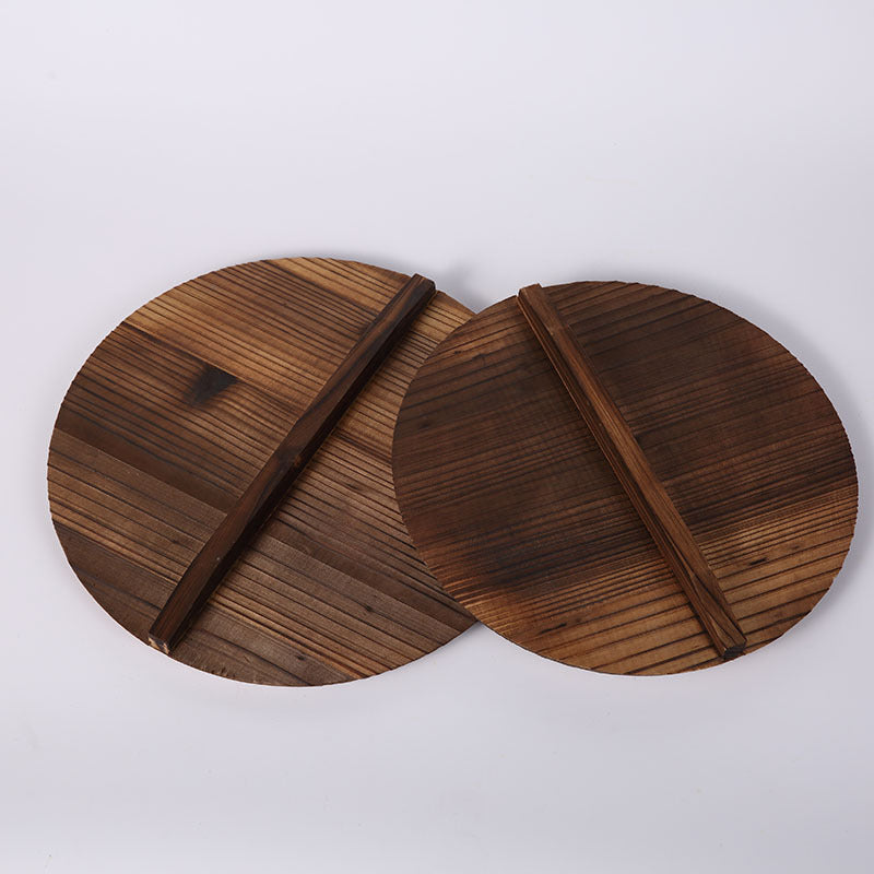 Artisanal Charred Pine Wood Pot Lid - Traditional Japanese Style Wok Cover