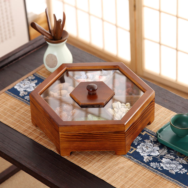 Artisanal Pine Wood 'Charred' Candy & Nut Storage Box - Vintage Serving Platter