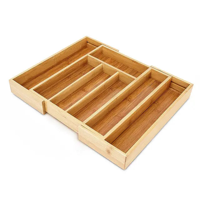 Adjustable Bamboo Cutlery Drawer Organizer