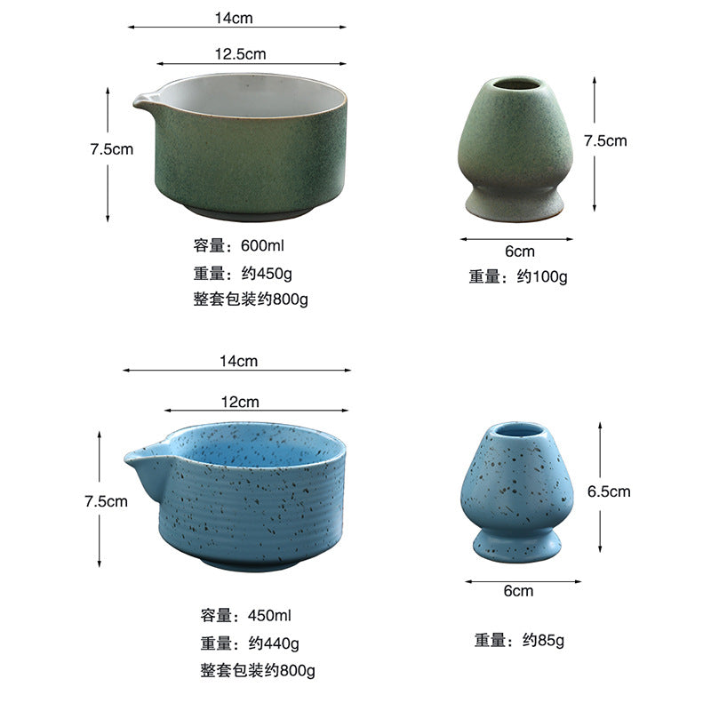 Artisanal Japanese Stoneware Matcha Starter Set - Kiln-Glazed Collection
