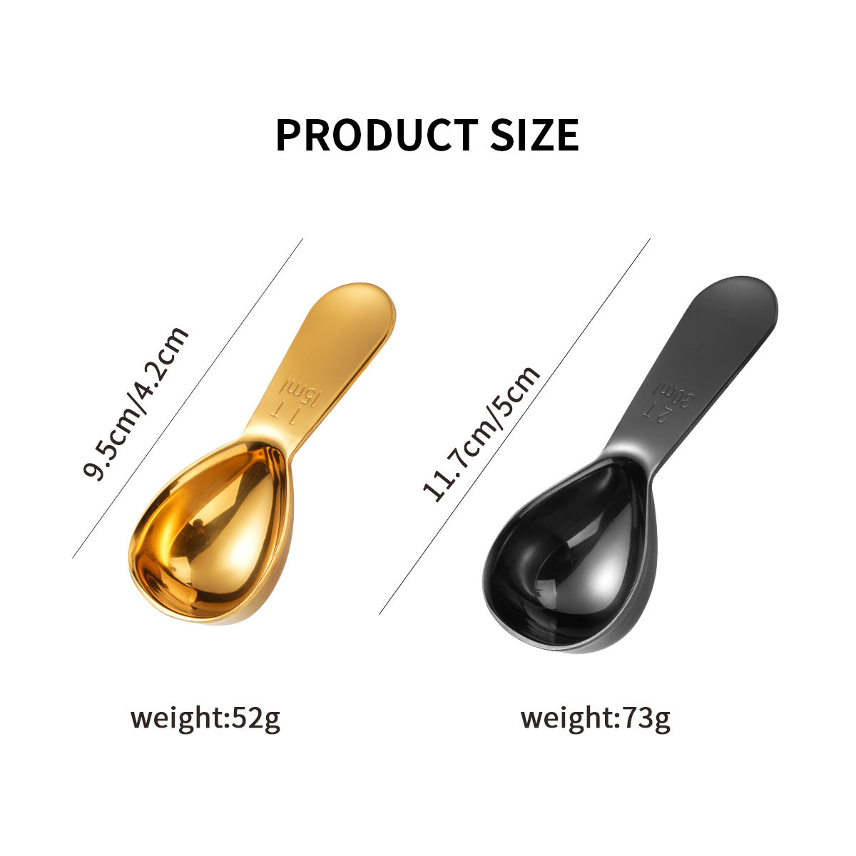 Premium Stainless Steel Coffee Measuring Spoon - 15ml / 30ml Metal Scoop