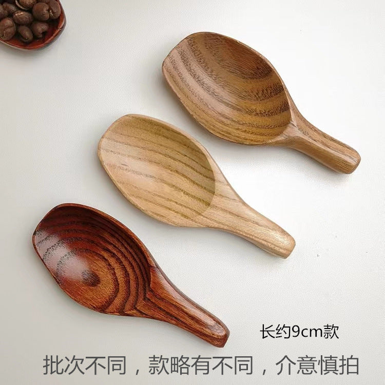 Artisanal Japanese Style Wide-Mouth Mini Wooden Spoon - Handcrafted Camphor Wood Scoop