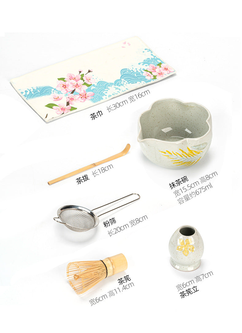 Artisanal Hand-Painted Kiln-Glazed Matcha Starter Set - Floral Collection
