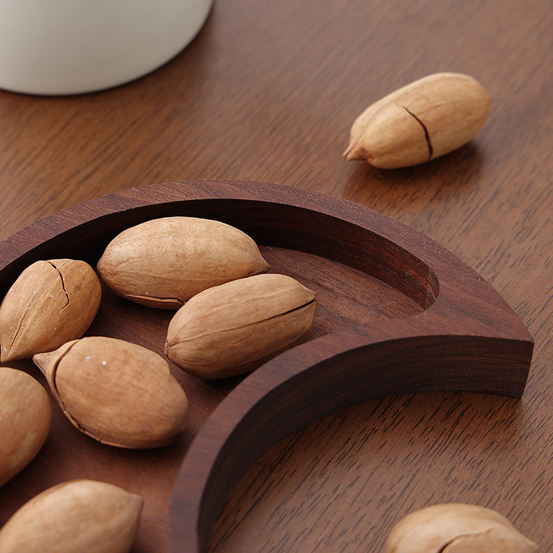 Artisanal Crescent Moon Wooden Serving Tray - Creative Minimalist Platter