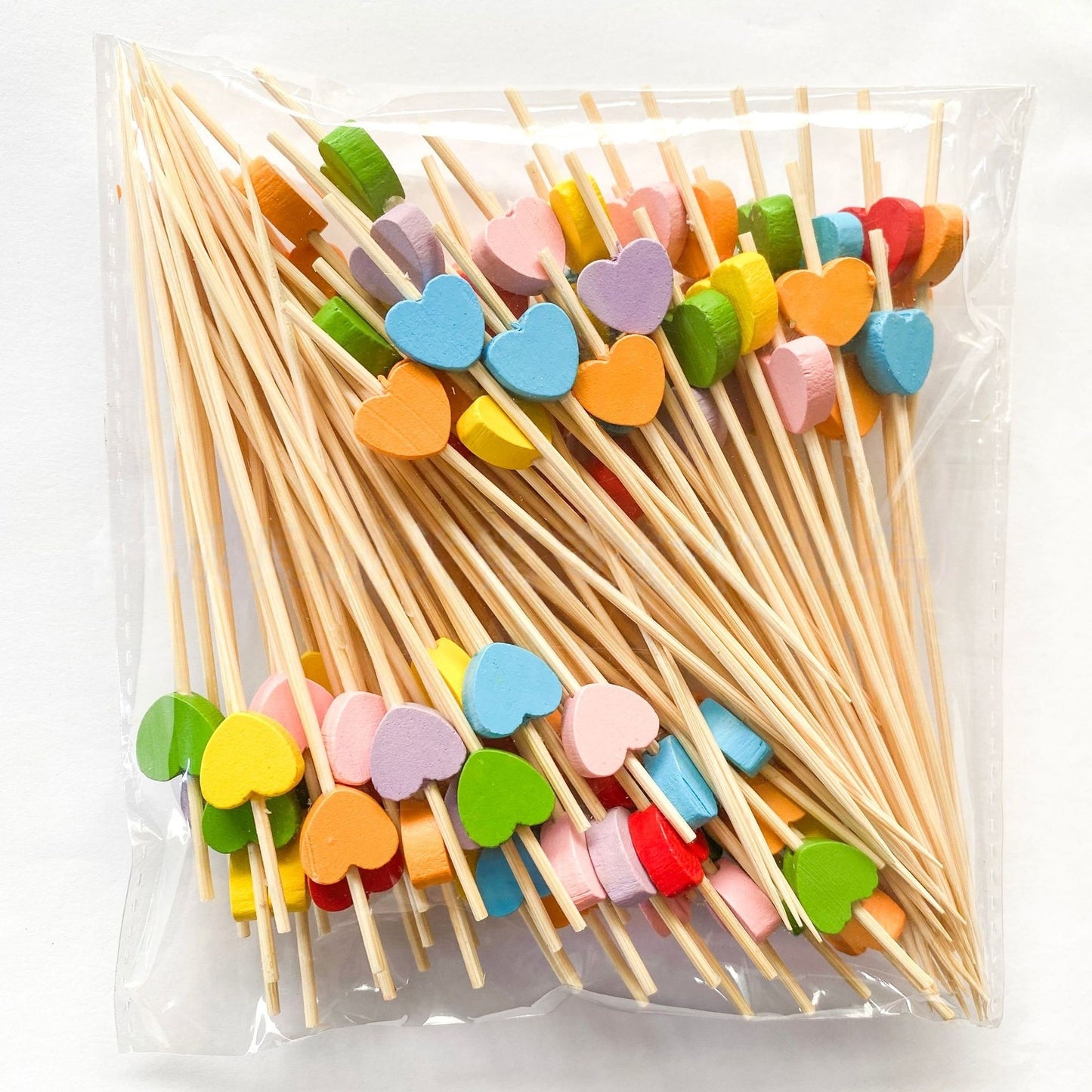 Heart Shaped Bamboo Picks - Romantic Wedding & Event Party Skewers (100 Count)
