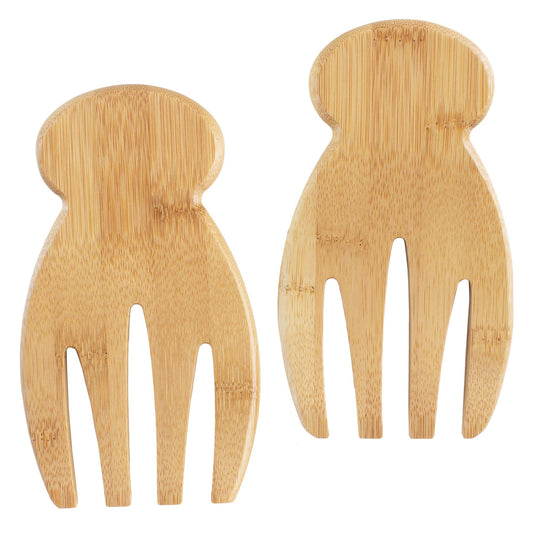 Modern Bamboo Salad Hands - Ergonomic Wooden Salad Tossers