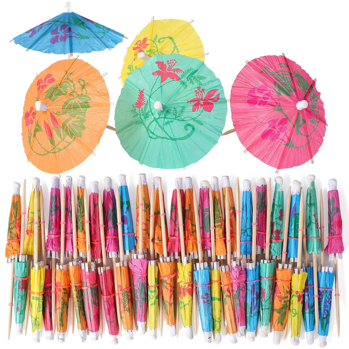 Paper Parasol Cocktail Picks - Colorful Tropical Umbrella Party Skewers (144 Count)