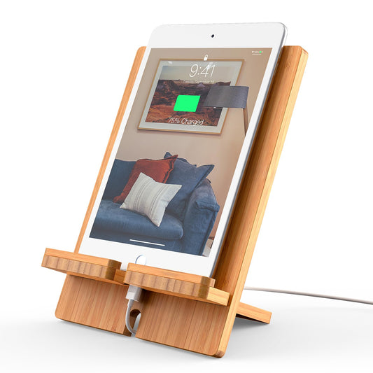 Minimalist Bamboo Phone Stand Holder - Eco-Friendly Wooden Desktop Rack