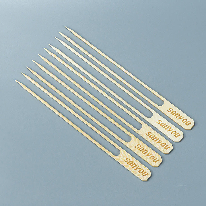 Double Prong Bamboo Skewers - Anti-Spin 12-Inch BBQ Grilling Forks (100 Count)