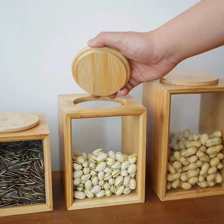 Best-selling large-capacity bamboo storage canister—versatile, airtight container for tea, coffee, snacks, and nuts.