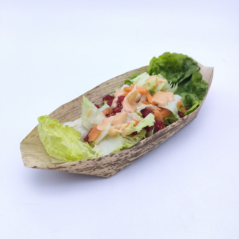 Natural Bamboo Leaf Food Boats - Creative Disposable Appetizer Trays (50 Count)