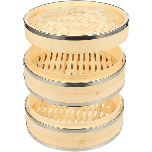 Artisanal Bamboo Steamer Basket – 2-Tier Handmade Steam Cooker