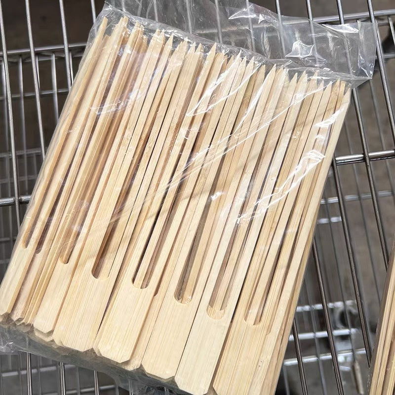 Double Prong Bamboo Skewers - Anti-Spin 12-Inch BBQ Grilling Forks (100 Count)