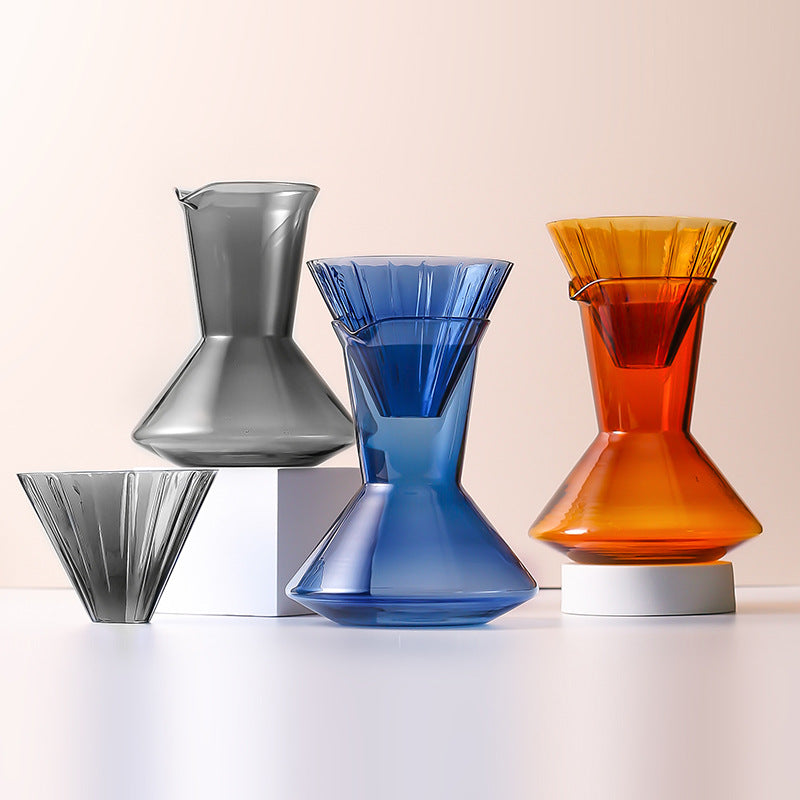 Elegant Hand-Blown Glass V60 Coffee Dripper & Server Set