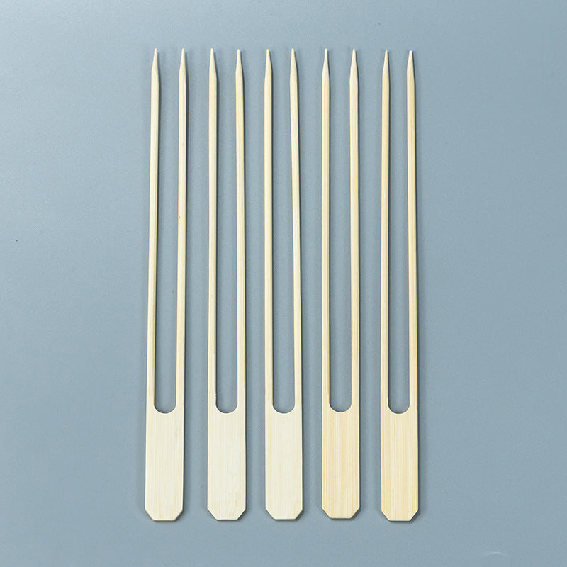 Double Prong Bamboo Skewers - Anti-Spin 12-Inch BBQ Grilling Forks (100 Count)