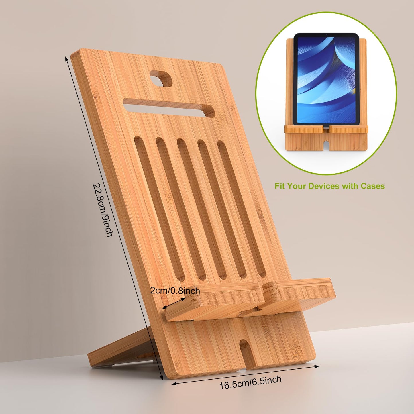Minimalist Bamboo Phone Stand Holder - Eco-Friendly Wooden Desktop Rack