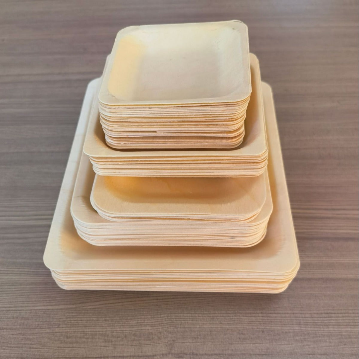 Disposable Bamboo Dinner Plates - Sturdy & Eco-Friendly Square Party Plates (25 Count)