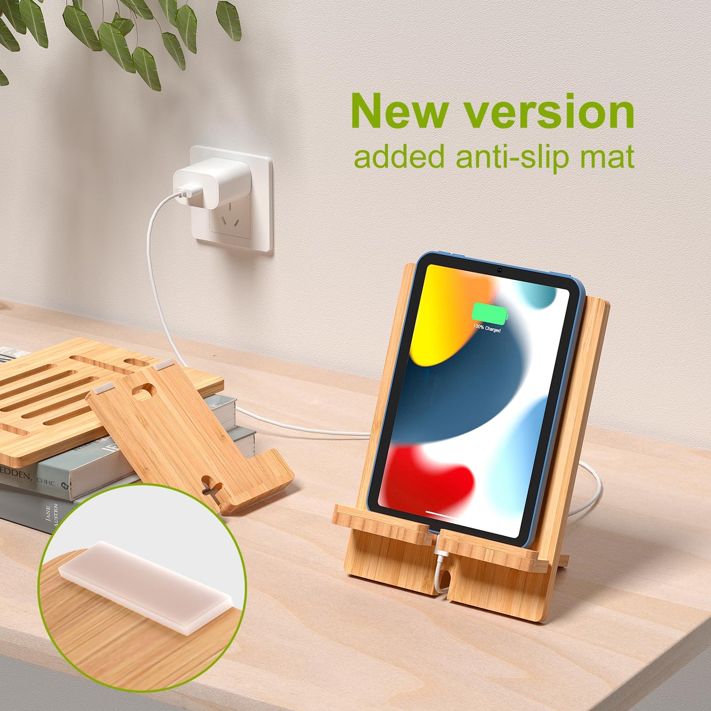 Minimalist Bamboo Phone Stand Holder - Eco-Friendly Wooden Desktop Rack