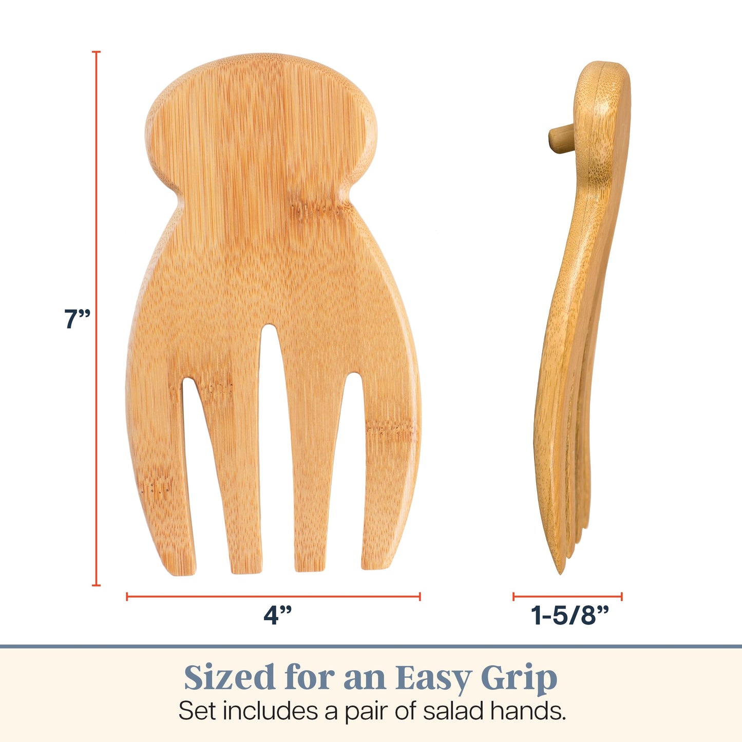 Modern Bamboo Salad Hands - Ergonomic Wooden Salad Tossers
