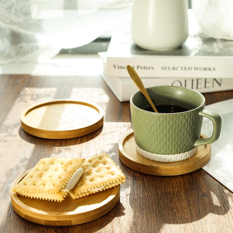 Minimalist Bamboo Drink Coasters - Eco-Friendly Heat Insulated Cup Mats (Set of 6)