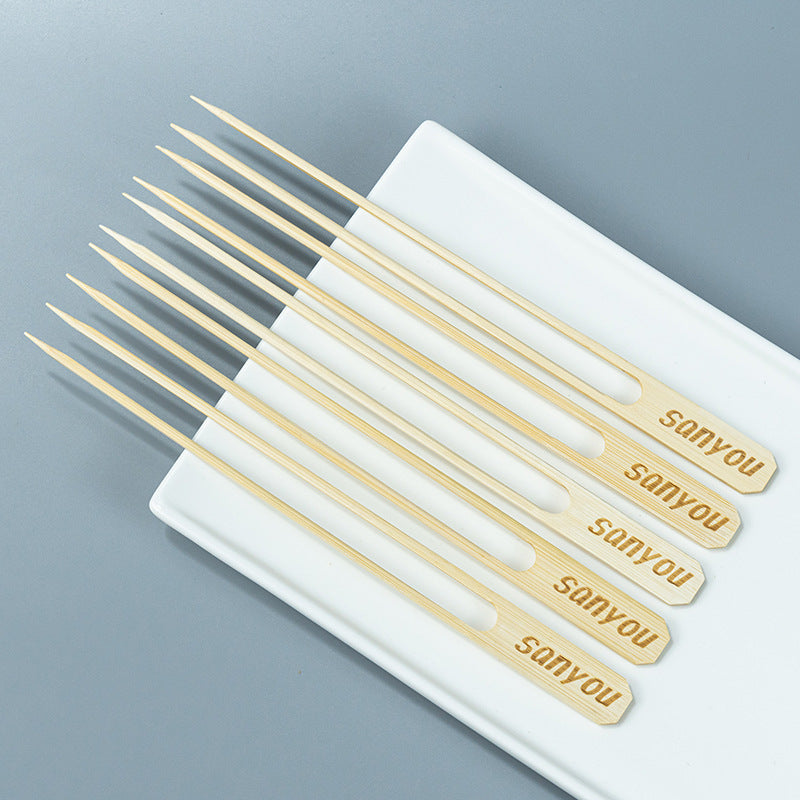 Double Prong Bamboo Skewers - Anti-Spin 12-Inch BBQ Grilling Forks (100 Count)