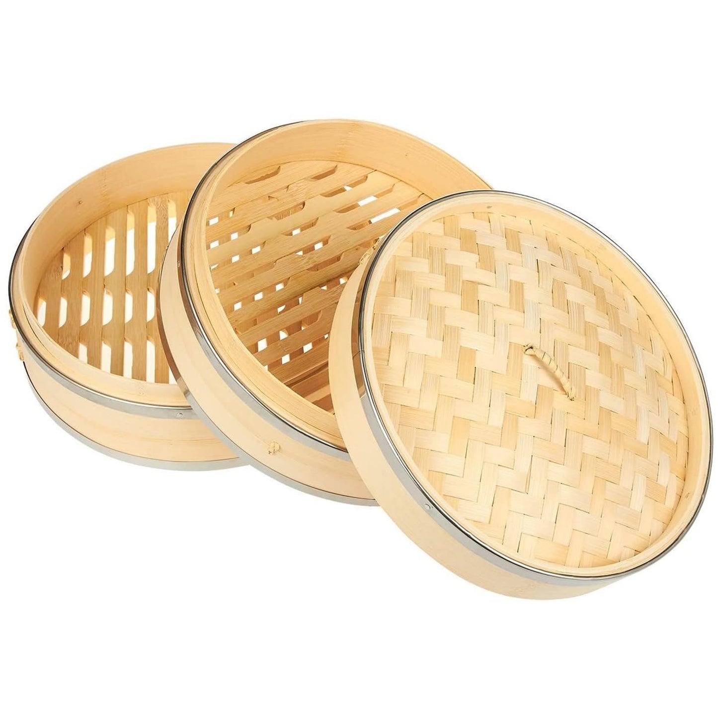 Artisanal Bamboo Steamer Basket – 2-Tier Handmade Steam Cooker