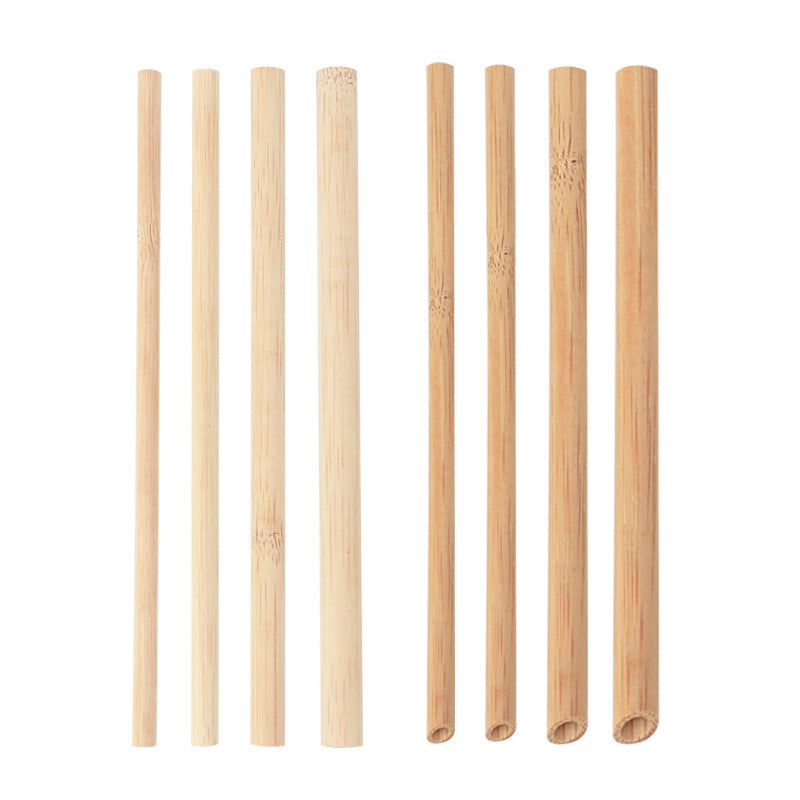 Decorative Organic Bamboo Straws - Reusable & Sustainable Drinking Straws (Set of 10)
