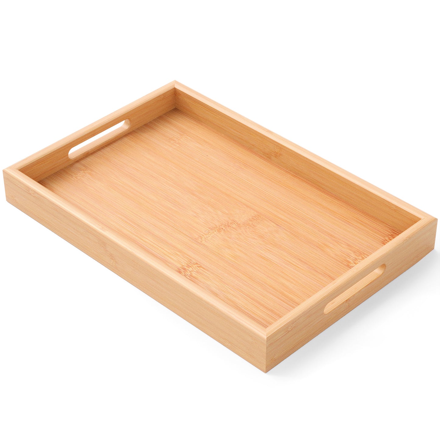 Handcrafted Bamboo Serving Tray - Large Rectangular Spill-Proof Ottoman Tray