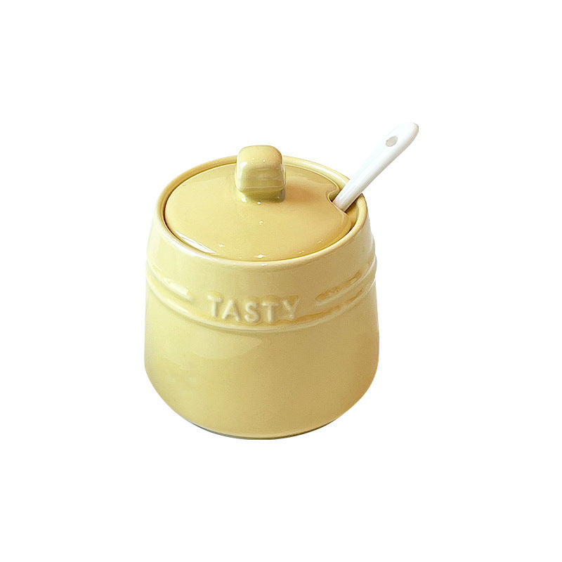 Stylish Ceramic Kitchen Seasoning Jars – Containers for MSG, Salt, Sugar, Chili Oil, and Vinegar (with Lids)