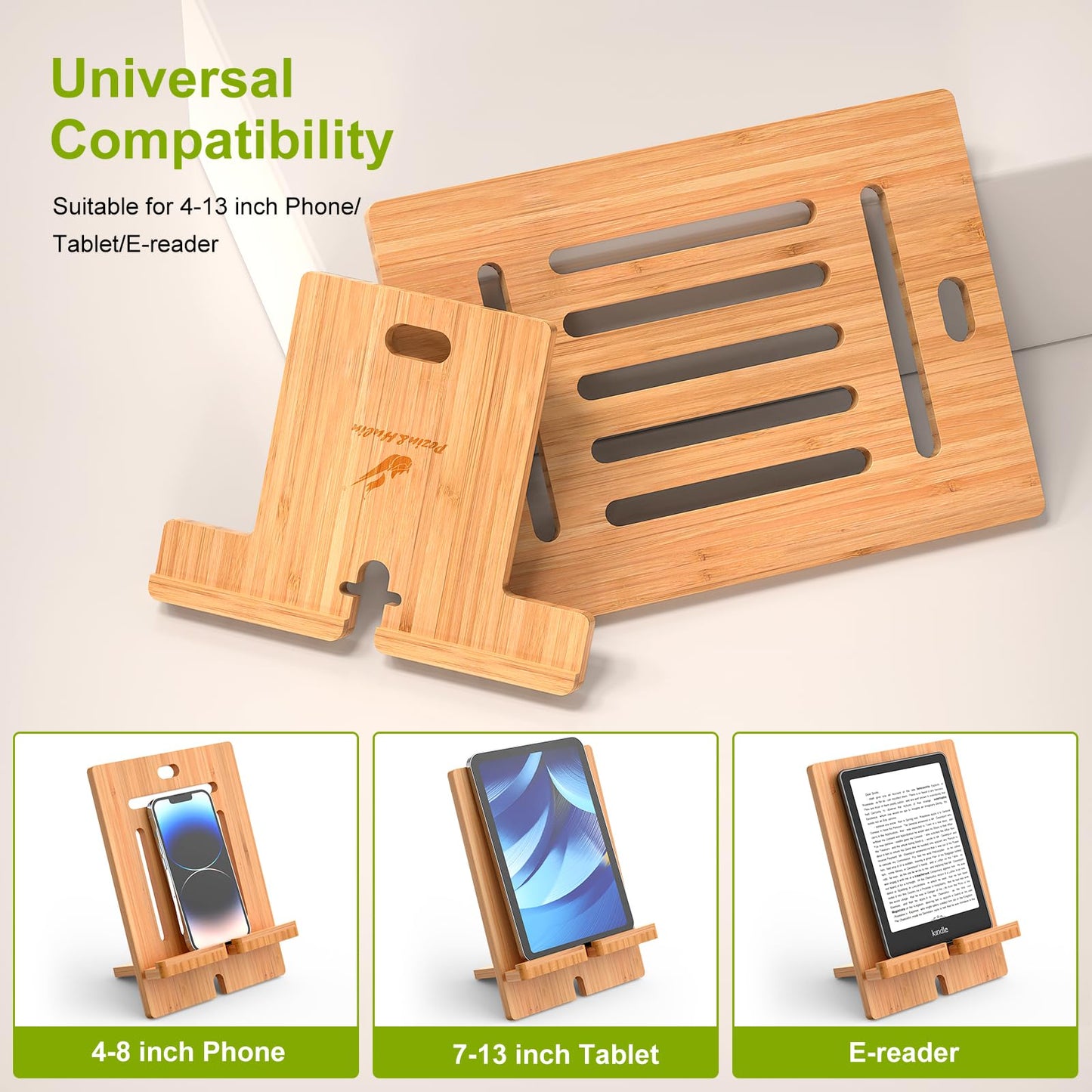 Minimalist Bamboo Phone Stand Holder - Eco-Friendly Wooden Desktop Rack