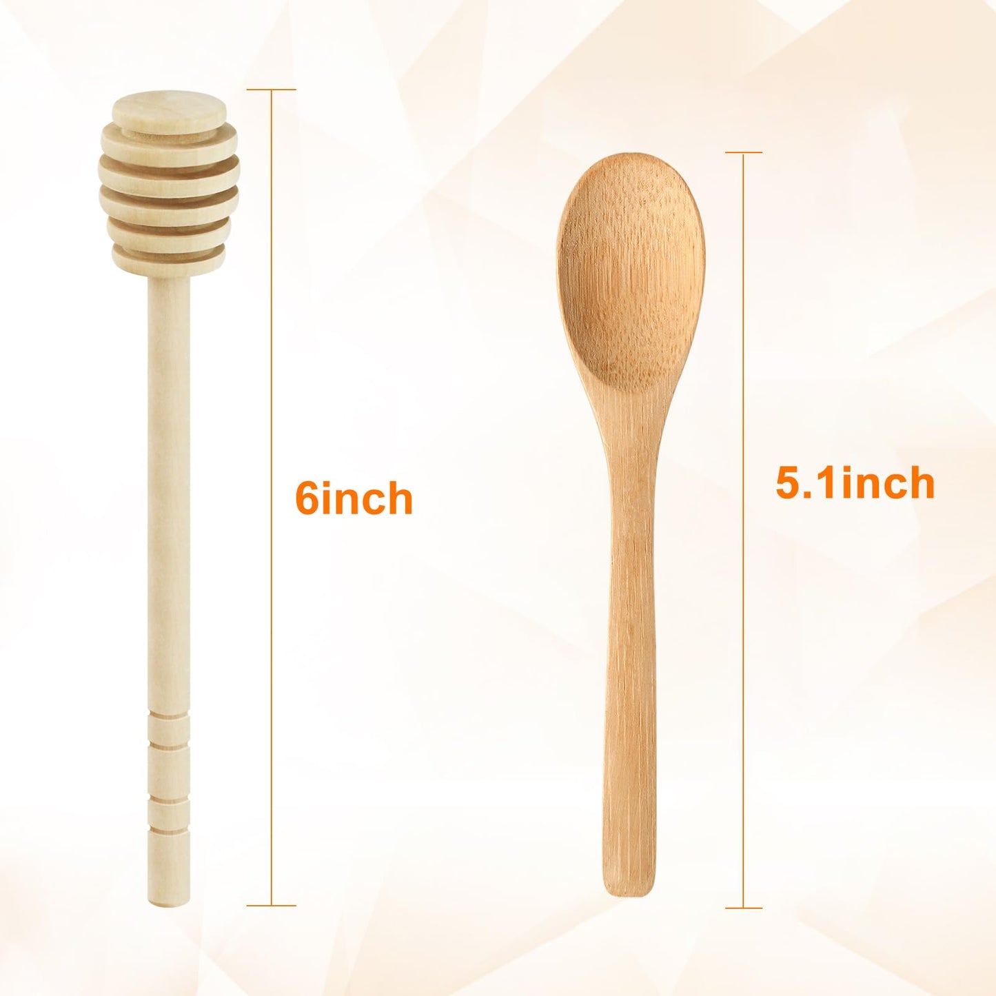 Natural Bamboo Honey Dipper Stick - Elegant Wood Drizzle Spoon for Tea & Baking (24 Count)