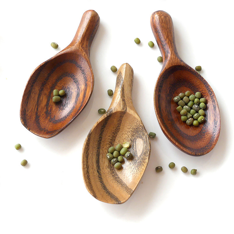 Artisanal Japanese Style Wide-Mouth Mini Wooden Spoon - Handcrafted Camphor Wood Scoop