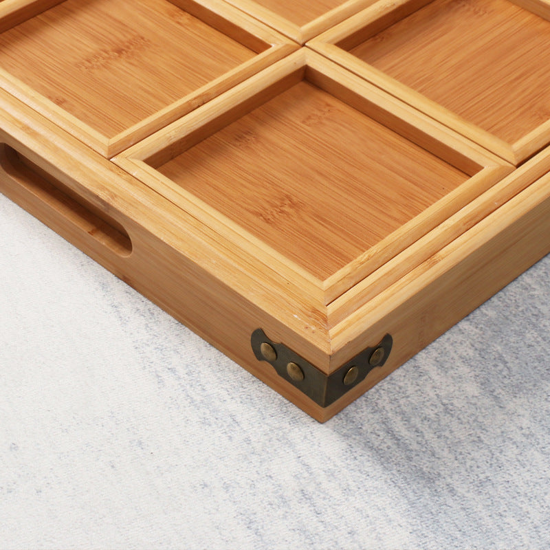 Artisanal Retro Wooden Tea Tray & Snack Platter Set - Japanese Zen Collection