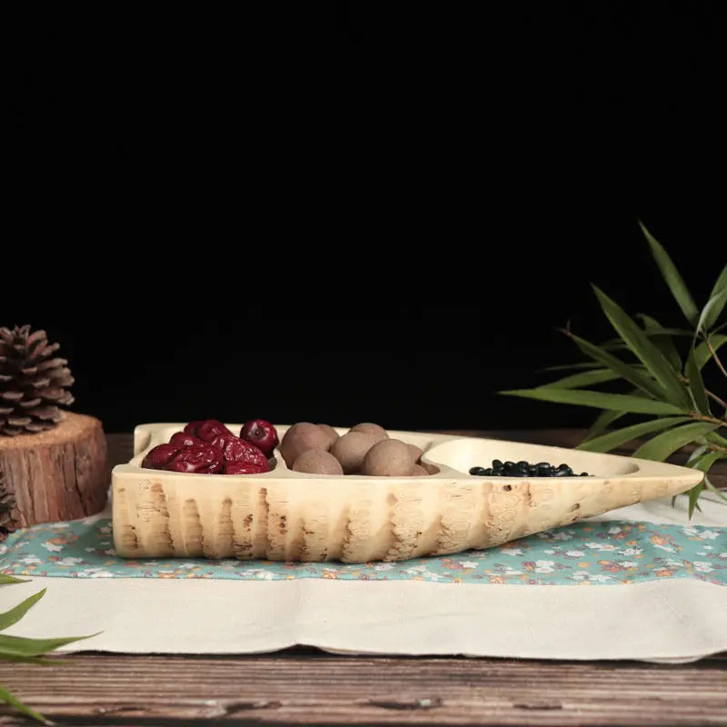 Luxury Retro Bamboo Root Fruit Plate - Handcrafted Vintage Table Centerpiece Traditional Craftsman