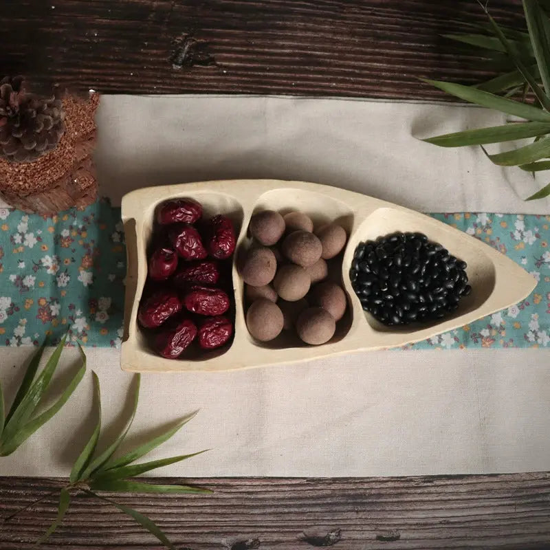Luxury Retro Bamboo Root Fruit Plate - Handcrafted Vintage Table Centerpiece Traditional Craftsman