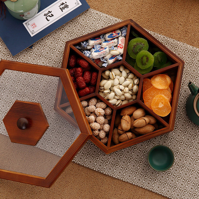 Artisanal Pine Wood 'Charred' Candy & Nut Storage Box - Vintage Serving Platter