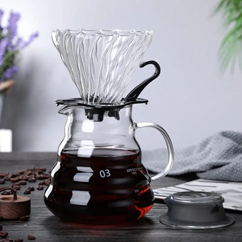 Premium Glass Coffee Dripper - Heat-Resistant V60 Pour Over Coffee Filter
