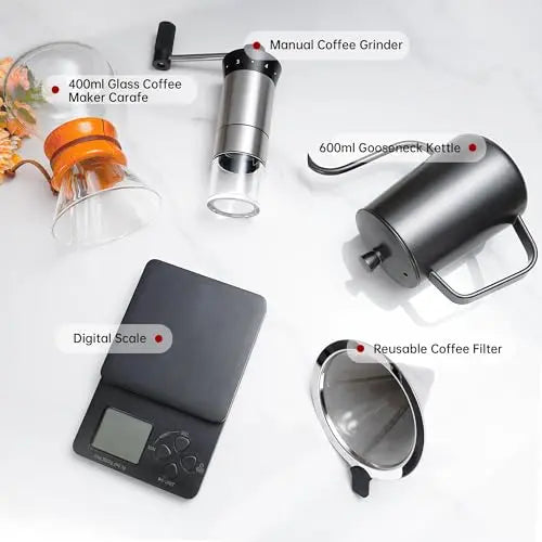 SuperCook All-in-One Pour Over Coffee Kit - Premium Gift Set for Coffee Lovers