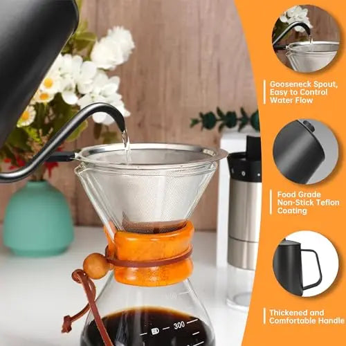 SuperCook All-in-One Pour Over Coffee Kit - Premium Gift Set for Coffee Lovers