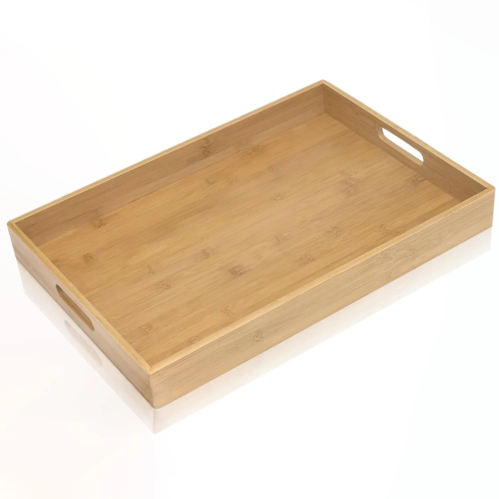 Handcrafted Bamboo Serving Tray - Large Rectangular Design