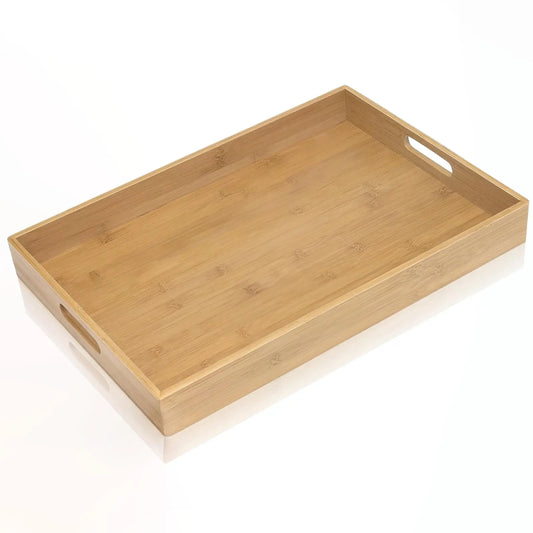 Handcrafted Bamboo Serving Tray - Large Rectangular Design
