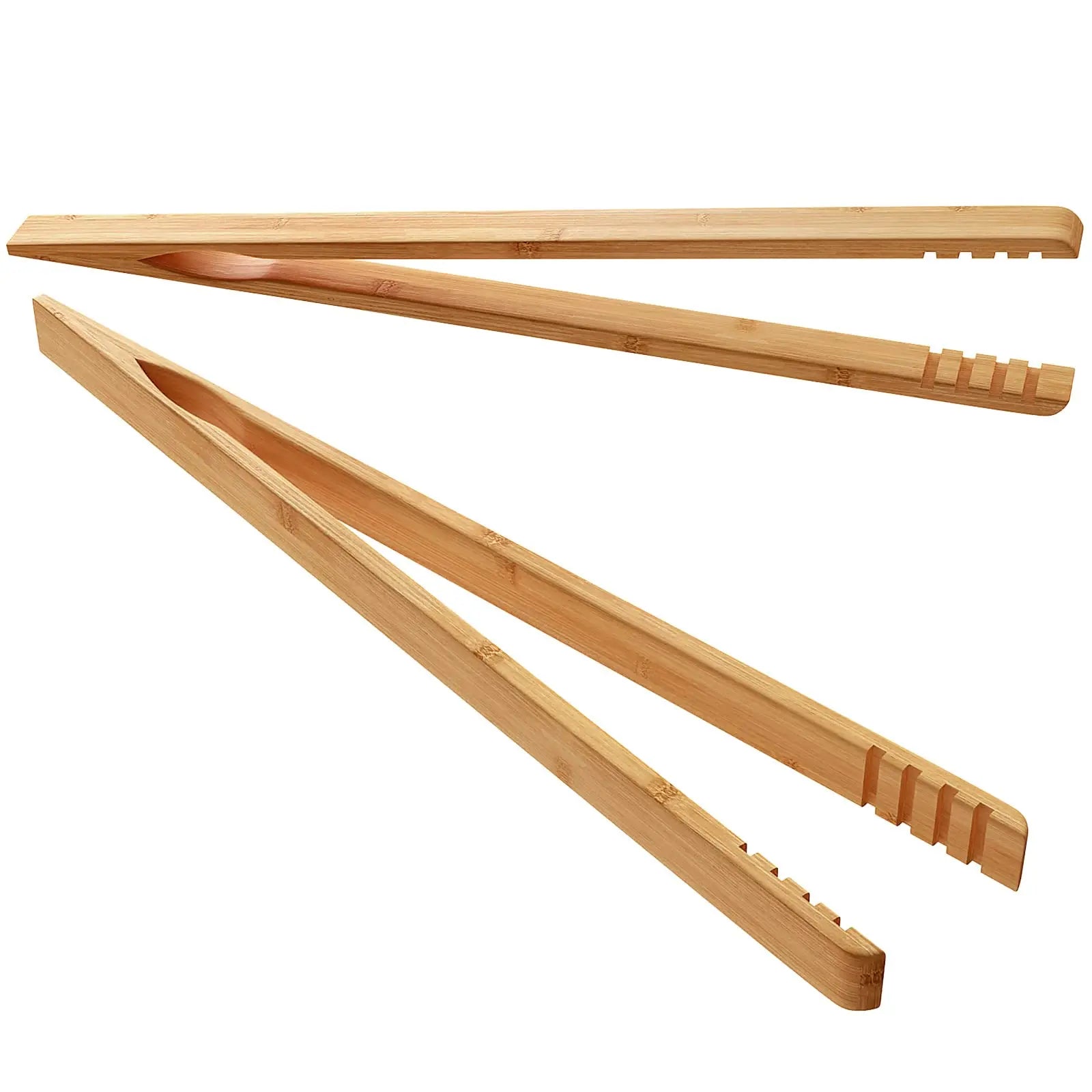 Professional Bamboo Food Tongs - Set of 2