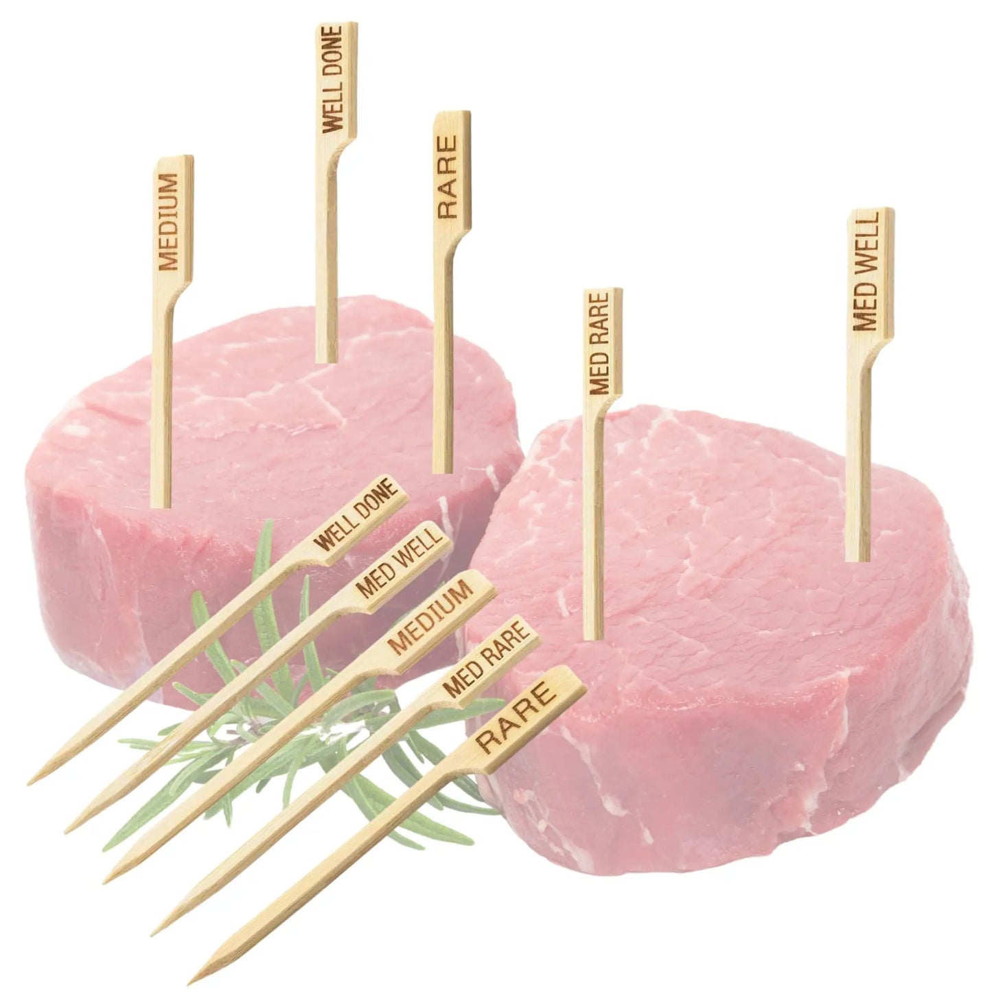 Bamboo Steak Flag Picks - Professional Meat Markers