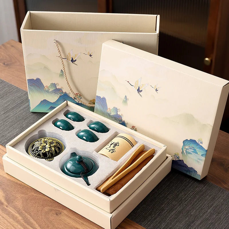 NEWELL Premium Retro Ceramic Tea Infuser Pot & Cup Gift Set - High-Quality Artisanal Kit