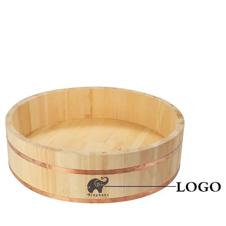 Artisan White Pine Sushi Bowl - Large 27cm Japanese Hangiri Japanese Dining Gear