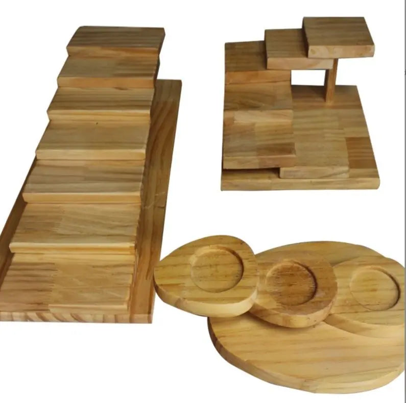Staircase Serving Tray - Artistic Wooden Sushi & Sashimi Display Japanese Dining Gear