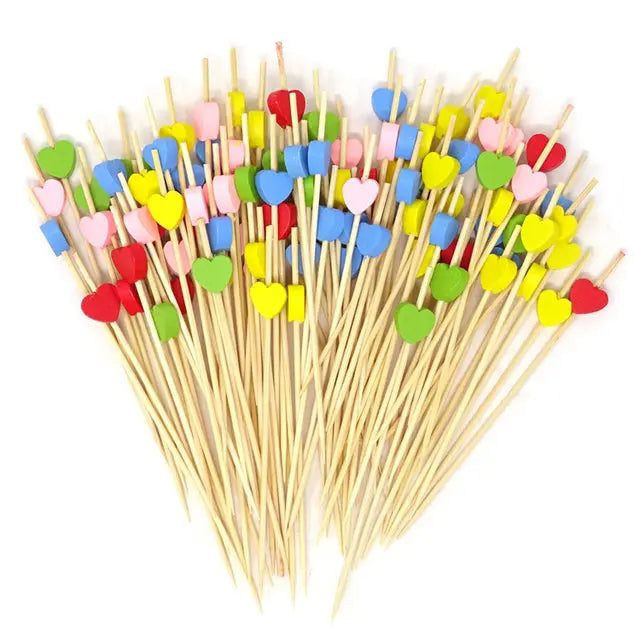 Heart Shaped Bamboo Picks