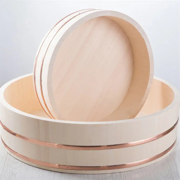 Artisan White Pine Sushi Bowl - Large 27cm Japanese Hangiri Japanese Dining Gear